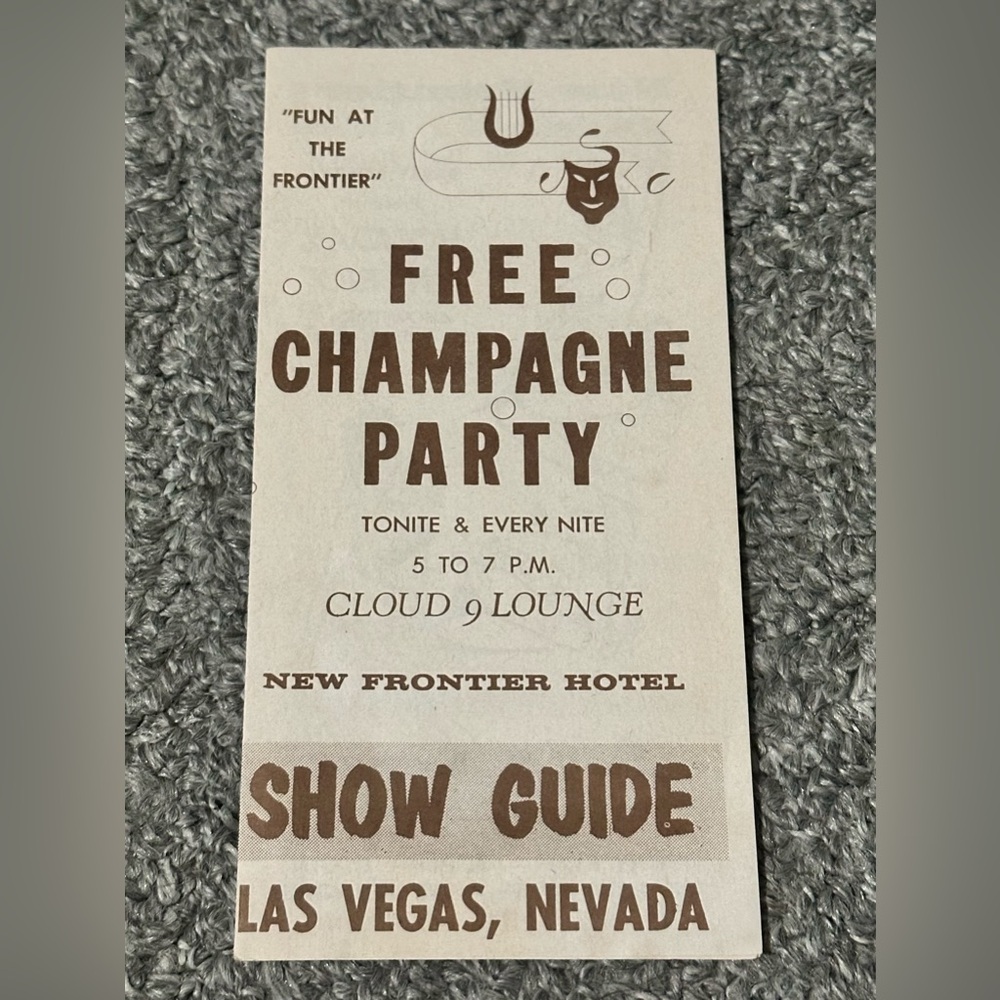 Vintage Las Vegas Nevada New Frontier Hotel Mailer Show Guide Champagne Cloud 9
